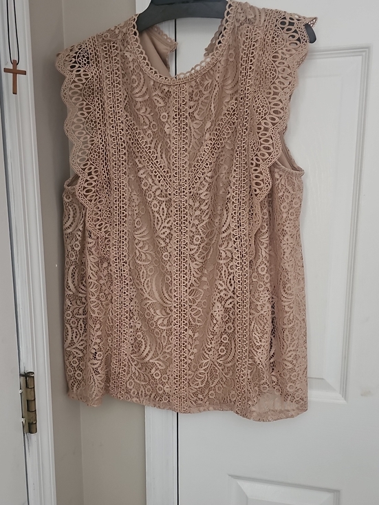 Cable & Gauge Tops - Cable & Gauge Beige Lace Sleeveless Camisole